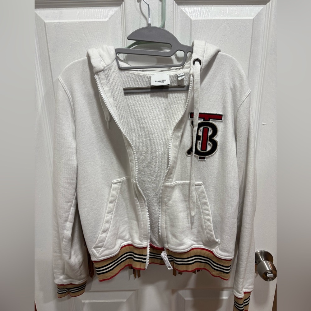 Burberry White Jacket with Iconic Stripe Detail
